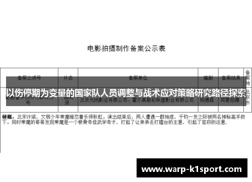 以伤停期为变量的国家队人员调整与战术应对策略研究路径探索